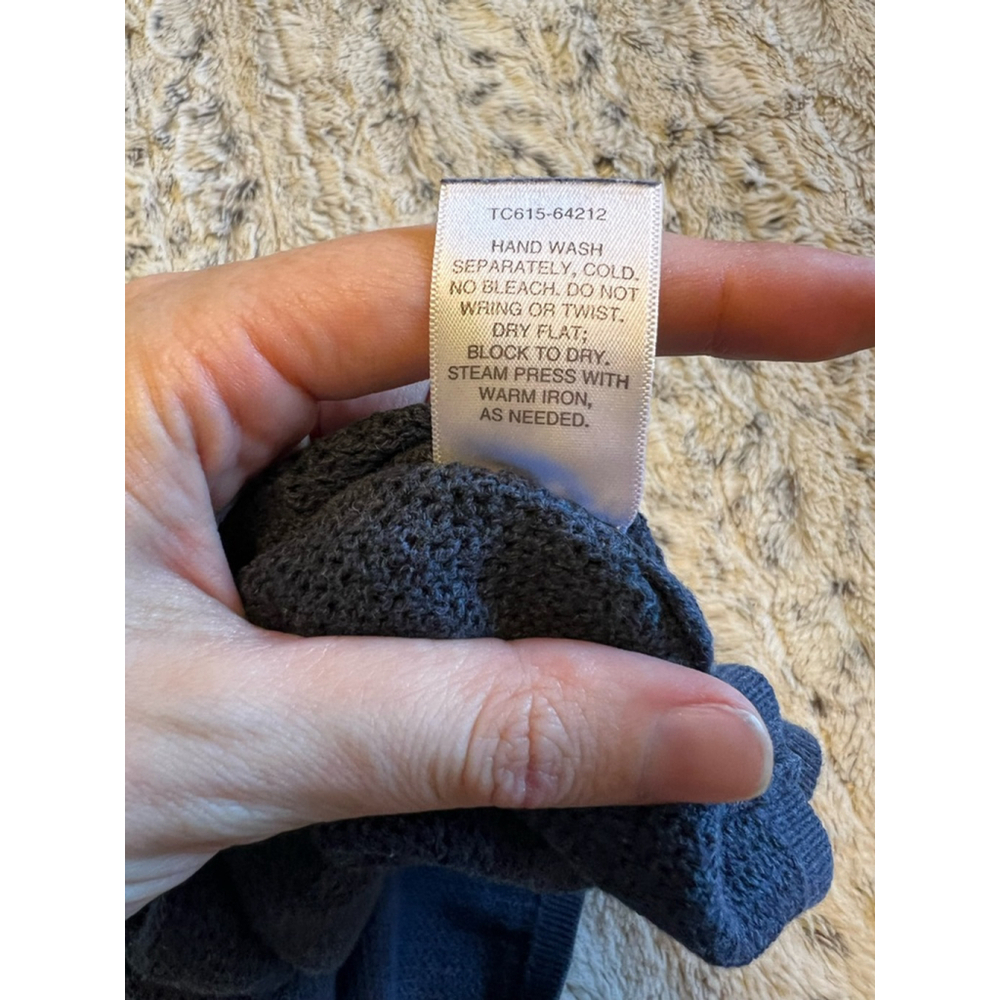 Vintage Pendleton Long Sleeve Cotton Knit Dark Blue Sweater Womens Size Large - Picture 13 of 16